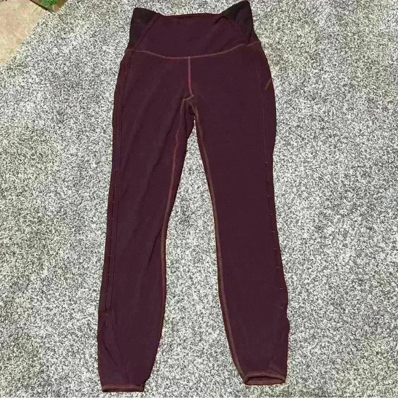 Athleta High Rise Peekaboo 7/8 Tight #869241-02 size XS Burgundy - Picture 4 of 12